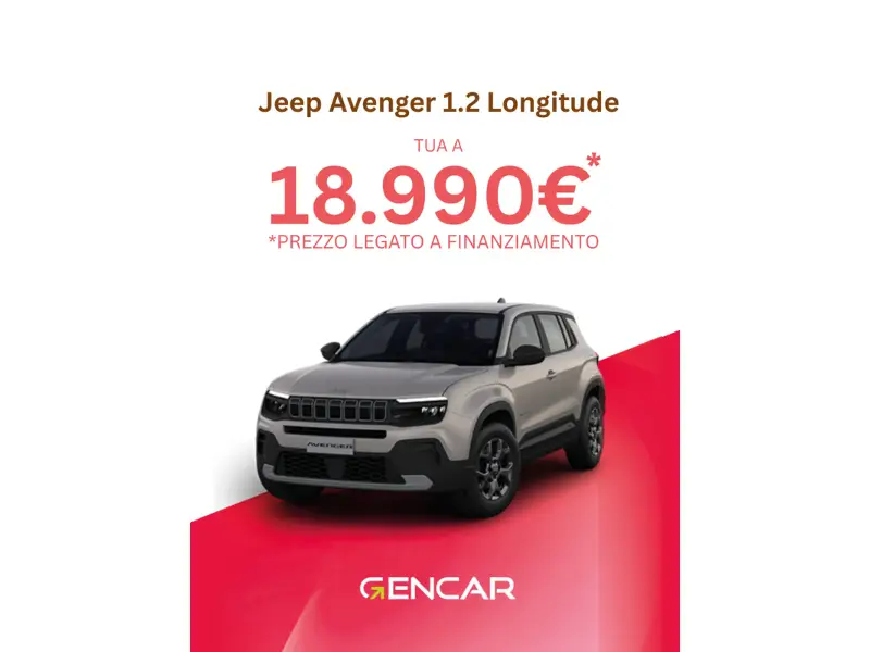Offerta Jeep Avenger 1.2 Longitude Gencar – SUV compatto a 18.990 euro